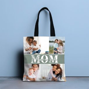 Cute I LOVE YOU MOM Mother's Day Photo Tote Bag