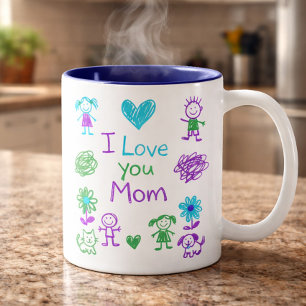 Cute I Love You Mum Doodle Coffee Mug