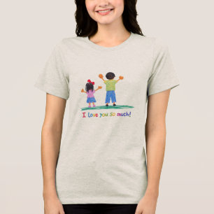 Cute I Love You So Much Kids Drawing Style Family Tri-Blend Shirt
