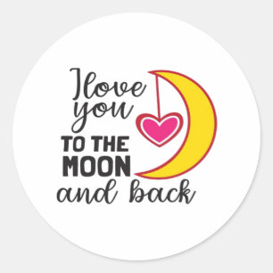 Cute I Love You To The Moon And Back Playful Love  Classic Round Sticker