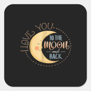 Cute I Love You To The Moon And Back Playful Love  Square Sticker