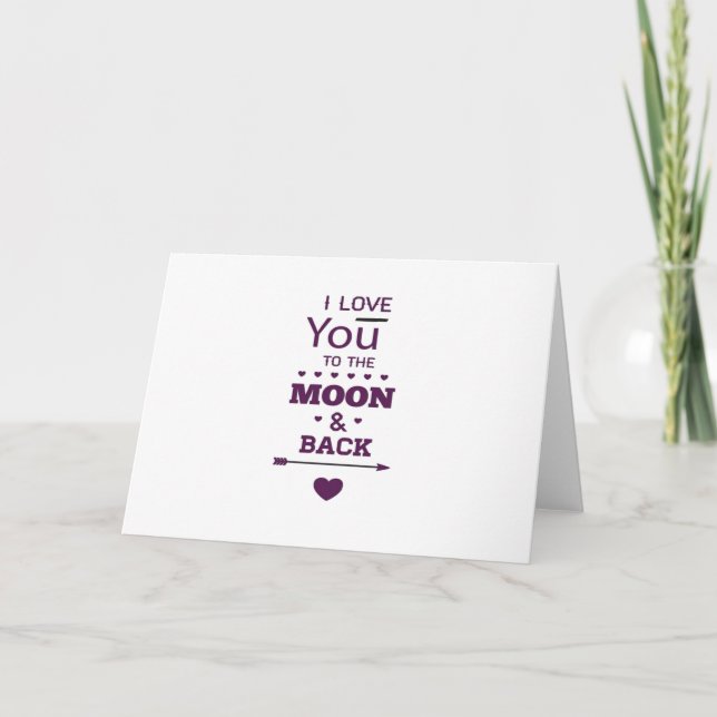 Cute I Love You To The Moon And Back Valentine Lov Card (Front)