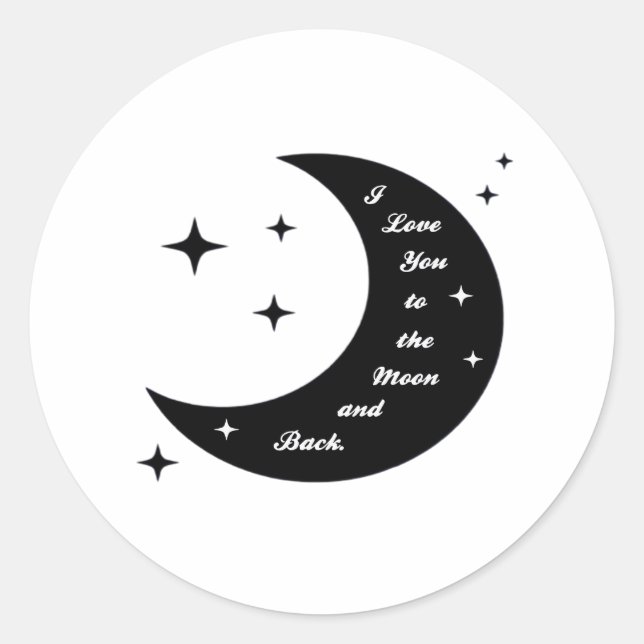 Cute I Love You To The Moon And Back Whimsical Sty Classic Round Sticker (Front)