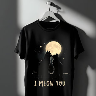 Cute 'I Meow You' Pun Black Cats in Love T-Shirt