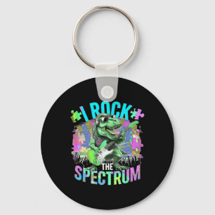 Cute I Rock The Spectrum Autism Dad Peace Love Emp Key Ring