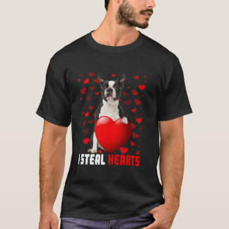 Cute I Steal Hearts Boston Terrier Dog Heart Valen T-Shirt