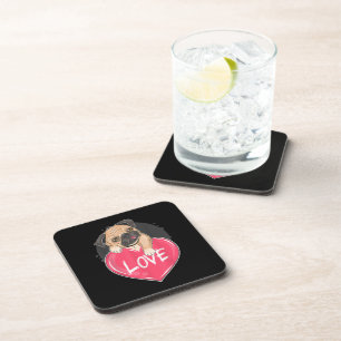 Cute I Steal Hearts Pug Valentine Day Gift Coaster