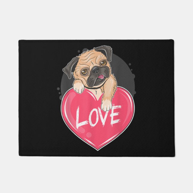 Cute I Steal Hearts Pug | Valentine Day Gift Doormat (Front)