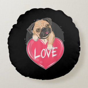 Cute I Steal Hearts Pug   Valentine Day Gift Round Cushion