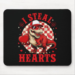Cute I Steal Hearts Valentine Boys Dinosaur Holdin Mouse Mat