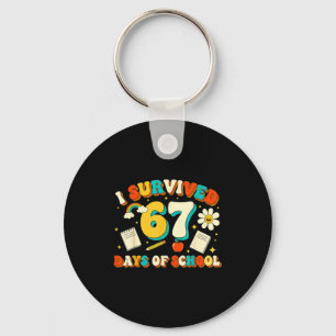Cute I Survived 67 Days Of School Funny Meme Teach Key Ring