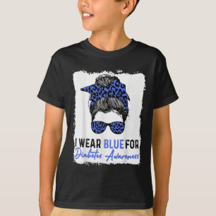 Cute I Wear Blue For Diabetes Awareness, Leopard M T-Shirt