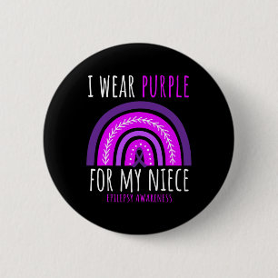 Cute I Wear Purple Niece Epilepsy Awareness Rainbo 6 Cm Round Badge