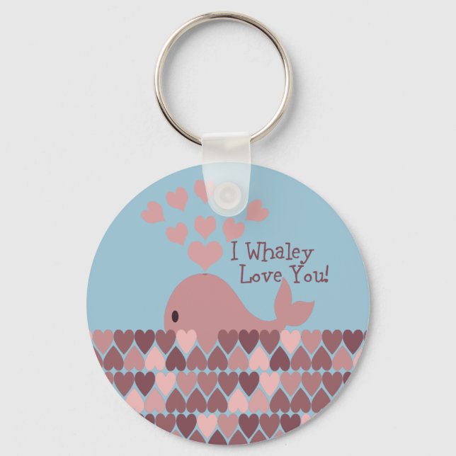 Cute I whaley Love You! design Key Ring (Front)