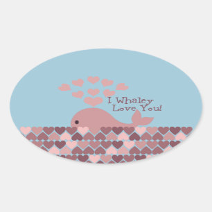Cute I whaley Love You! design Oval Sticker