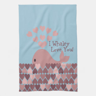 Cute I whaley Love You! design Tea Towel