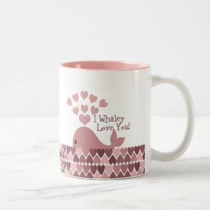 Cute I whaley Love You! design Two-Tone Coffee Mug