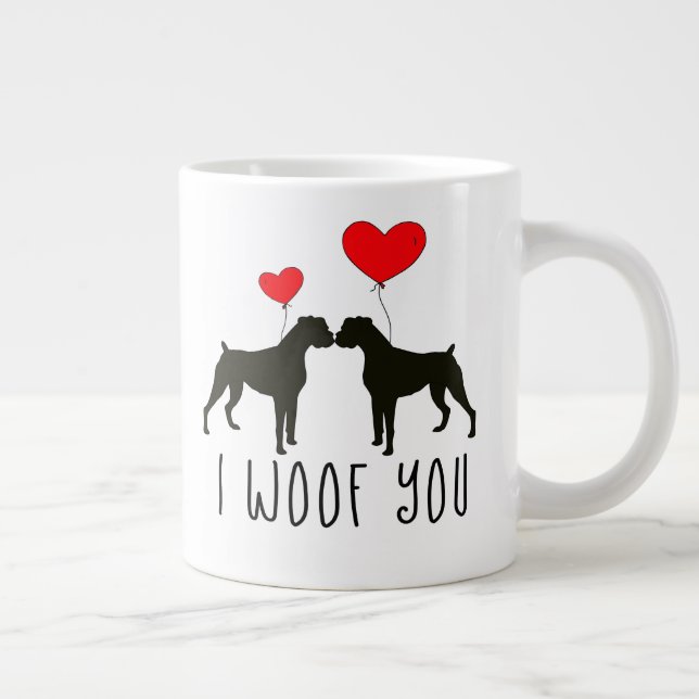 Cute I Woof You | Boxer Dog Large Coffee Mug (Right)
