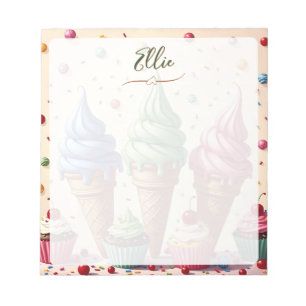 Cute Ice cream and cupcakes Personalised Notepad