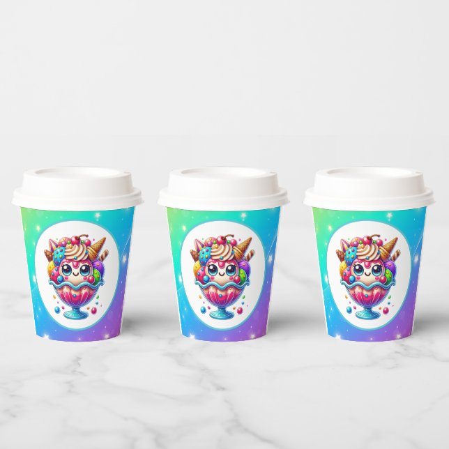 Cute ice cream any purpose party paper cups (Multi)