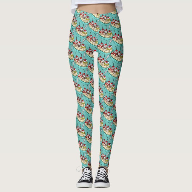 Cute Ice Cream Banana Split   Leggings (Front)