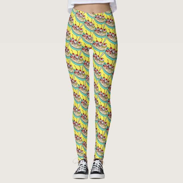 Cute Ice Cream Banana Split    Leggings (Front)