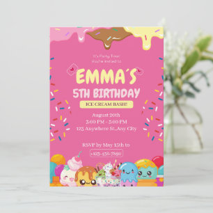 Cute Ice Cream Birthday Party Invitation
