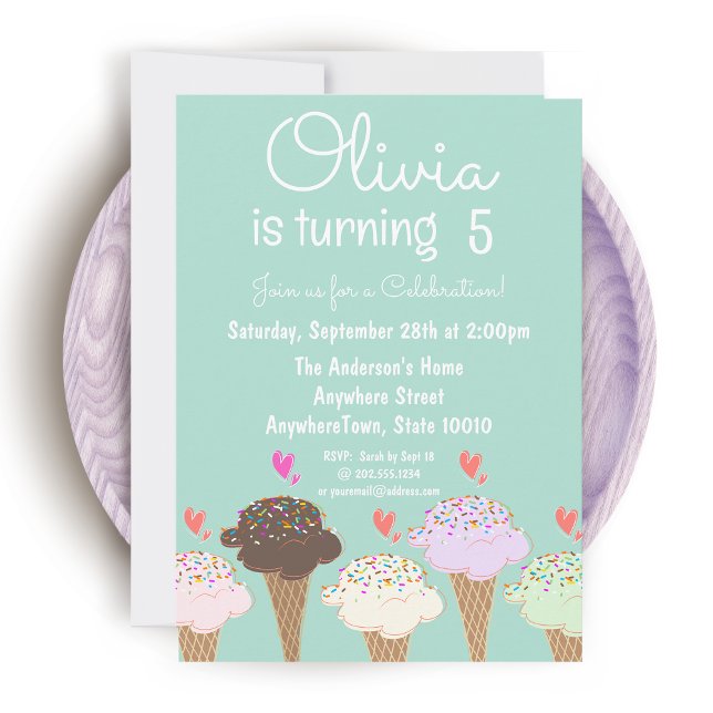 Cute Ice cream  Birthday Party Invitation (Creator Uploaded)