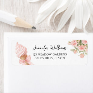 Cute Ice Cream Bow Floral Baby Girl Shower Address