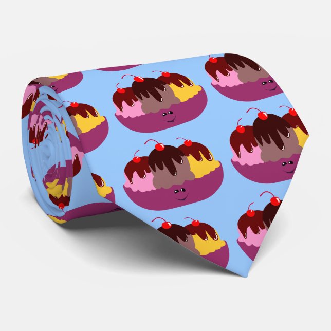 Cute Ice Cream Bowl Tie (Rolled)