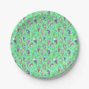 cute ice-cream can unicorn pattern paper plate