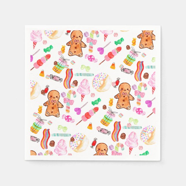 Cute Ice Cream Candy Doughnut Candyland Kids Birth Napkin (Front)