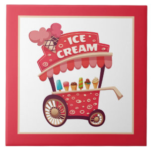 cute ice cream cart decor tile