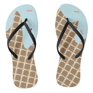 Cute Ice Cream Cone and Dripping Sprinkles Pattern Flip Flops