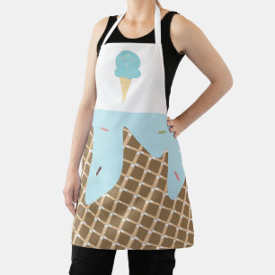 Cute Ice Cream Cone Melting Pink Sprinkles Blue Apron
