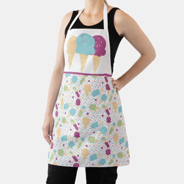 Cute Ice Cream Cone Melting Pink Sprinkles Mix Apron (Insitu)