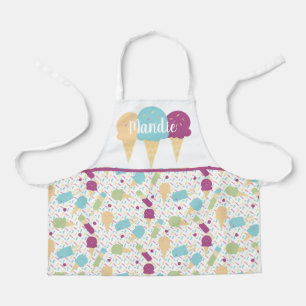 Cute Ice Cream Cone Melting Pink Sprinkles Mix Apron