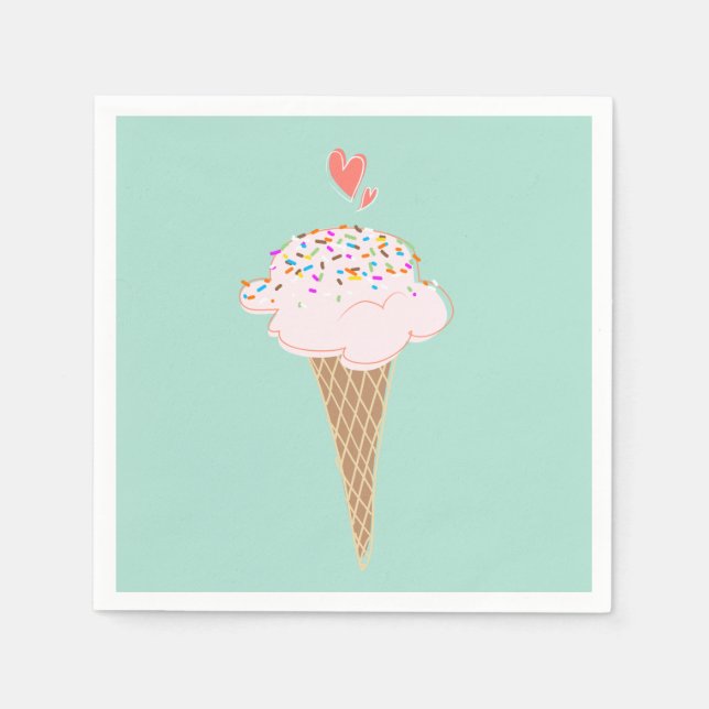 Cute Ice Cream Cone   Napkin (Front)