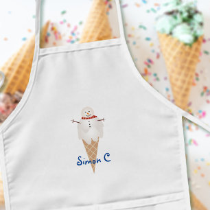 Cute Ice Cream Cone Snowman Kids Apron