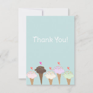 Cute Ice Cream Cone Thank You Card