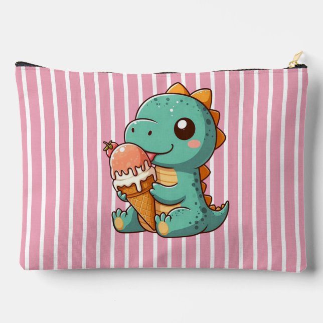 Cute ice cream eating dino accessory pouch (Back)