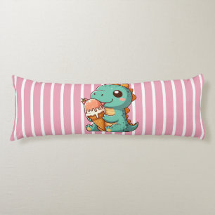 Cute ice cream eating dino body cushion