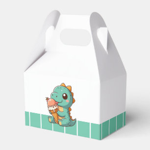Cute ice cream eating dino favour box