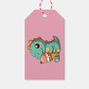 Cute ice cream eating dino gift tags