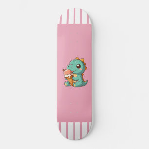 Cute ice cream eating dino skateboard