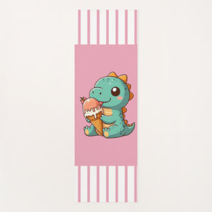Cute ice cream eating dino yoga mat