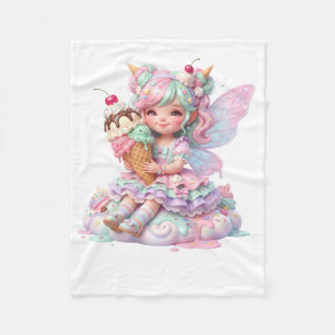 Cute Ice Cream Fairy with Cone Fleece Blanket