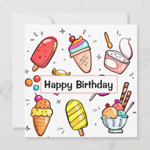 Cute Ice Cream Illustrations Card
