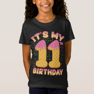 Cute Ice Cream It's my 11th Birthday 11 years Girl T-Shirt