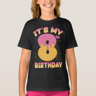 Cute Ice Cream It's my 8th Birthday 8 years Girl T-Shirt